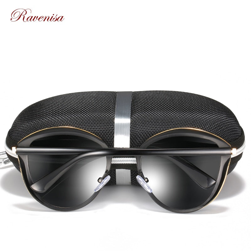 Gafas de sol polarizadas de lujo Ravenisa, gafas de sol redondas para mujer, luneta de sol para mujer