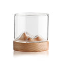5oz Mountain Wine Glass mug with Wooden chinese tea mug Bottom Whiskey Glasses Japanese Household Tea Cup wood mug gift