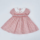 Kids Little Girls Handmade Smocked Floral Flower Print Dresses 2023 Spring Summer Toddler Girl Princess Vintage Smock Dress