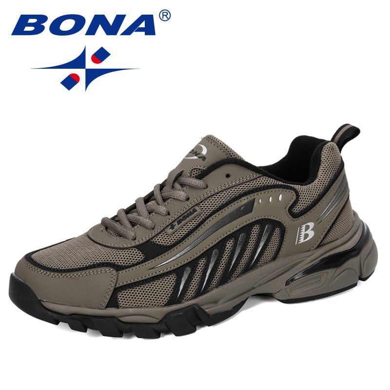 BONA, nuevos diseñadores, zapatos para correr, zapatos deportivos con abertura de vaca para hombre, calzado para correr para hombres, zapatos transpirables ligeros para exteriores para hombres