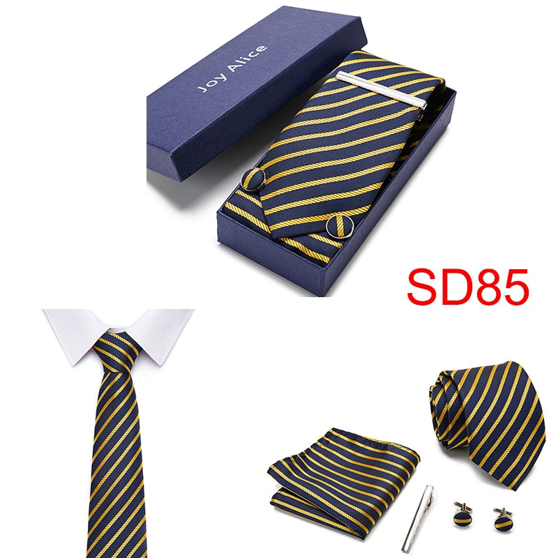 Gift Box 38 styles Tie Set Hanky Cufflinks With Gift Box Jacquard Woven Neckties Set For Men Wedding Party Lots of  accessories