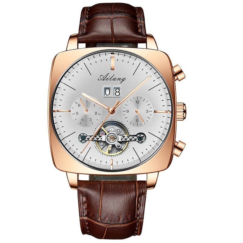 2022AILANG famous brand watch montre automatique luxe chronograph Square Large Dial Watch Hollow Waterproof mens fashion watches