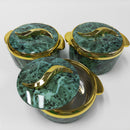 3Pcs/ Set 1.5/2/ 2.5 Liters Marble Green Stainless Steel Food Warmer Container Lunch Box Freshness Preservation Portable Storage