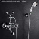 Luxury Crystal Handle Bathtub Gold Brass Faucet with Hand Shower Telephone Type Bath Faucets Sets Mixer Tap Wall Mounted EL8310G