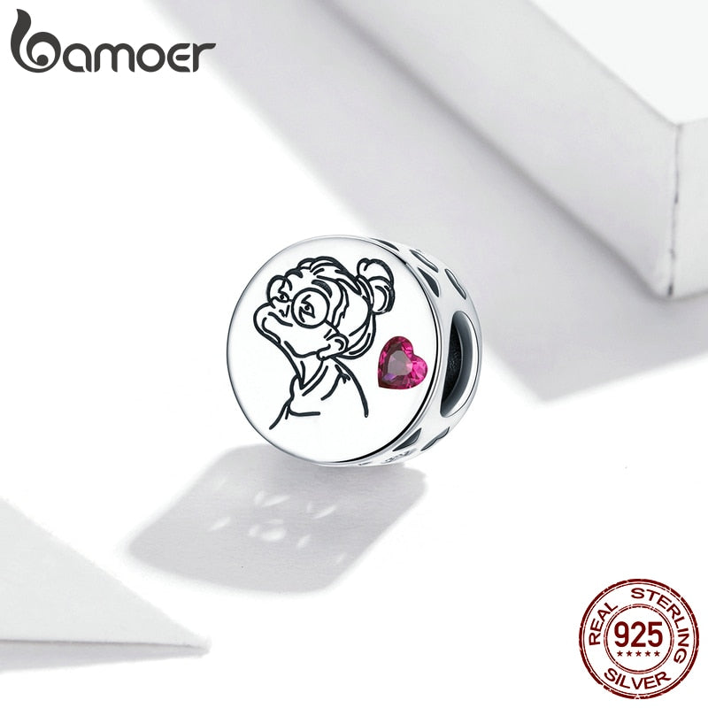 bamoer Family Letter Floral Bead Grandma Nana Heart 925 Sterling silver CZ Charms  fit Original Bracelet Bangle Jewelry  SCC1762