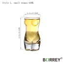 BORREY Unique Beer Cup Funny Wine Glass Whisky Vodka Shot Glasses Creative Bar Cocktail Glass Body Shape Mug Coffee Juice Cup