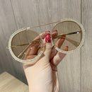 Zircon oversized sunglasses 2020 luxury Round sun glasses women Clear lens Eyeglasses Shades For Women  oculos feminino