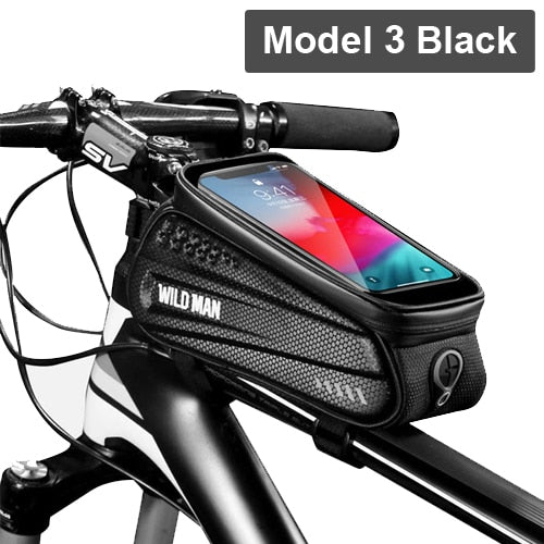 WILD MAN Waterproo Bicycle Phone Bag Top Tube Frame Bag Cycling Front Beam Bag Phone Holder For 6.5 inch Touch Screen Bike Bag