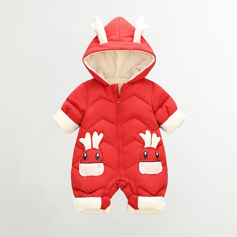 OLEKID 2022 Baby Winter Schneeanzug Plus Samt Dicker Baby Jungen Overall 0-2 Jahre Neugeborener Strampler Baby Mädchen Overalls Kleinkind Mantel