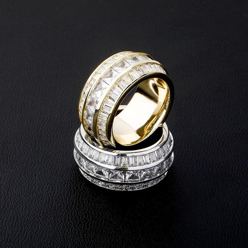 TOPGRILLZ Neue Baguette Zirkon Ringe Hochwertiges Kupfermaterial RING Goldfarbe Iced Out Zirkonia Mode Hip Hop Schmuck