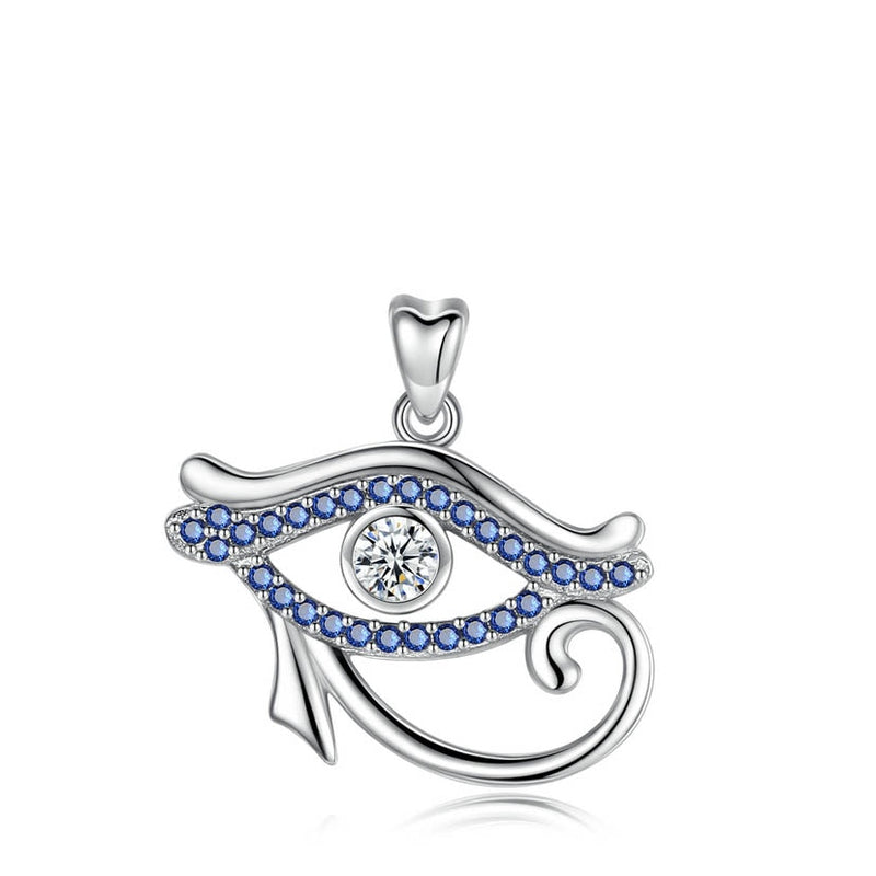 EUDORA 925 Plata de Ley cristal azul Antiguo Egipto Ojo de Horus colgante collar ojo de la suerte joyería fina regalo de cumpleaños D341