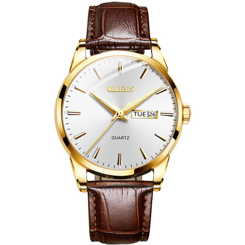 OLEVS Top Brand  Men Classic Quartz Waterproof Watch Leather Strap Business Popular Casual Men Watch