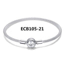 BISAER 925 Sterling Silver Pulseira Snowflake Bangles 925 Heart Snake Chain Clasp Femme Silver Bracelet For Women Jewelry