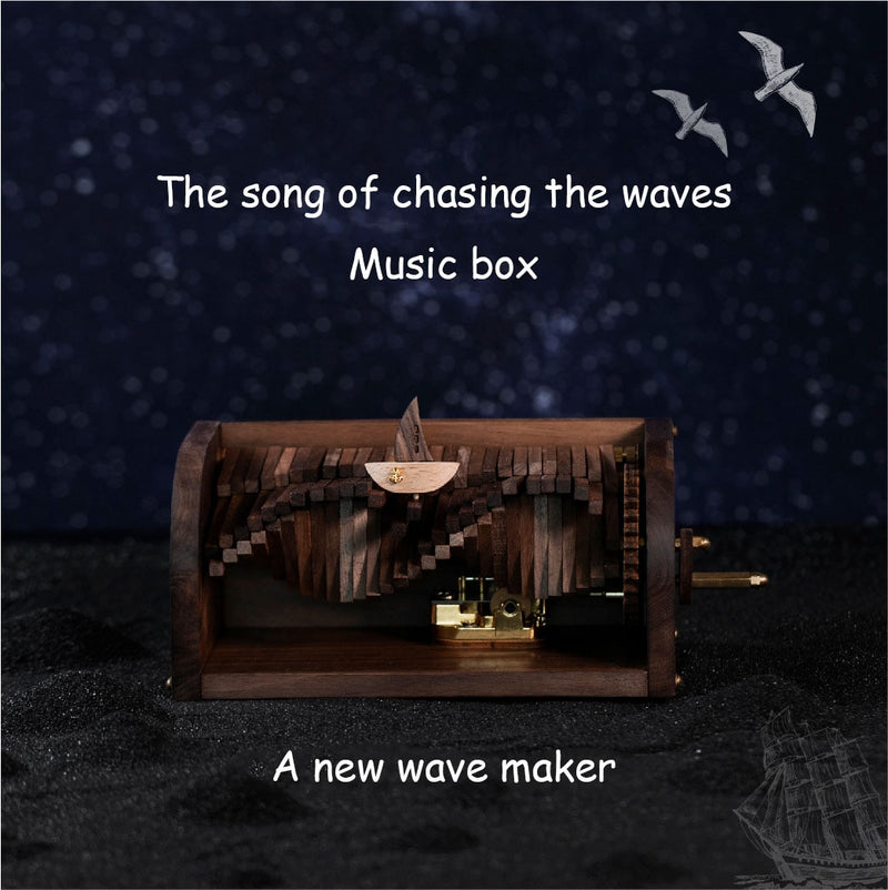 Music Box Pure Handmade Wood Pure Handmade Wood The Song Of Chasing The Waves Gift Box Packaging Modern Simple Festival Gift