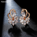4 Color Noble Natural Zircon Flower Stud Earrings Red Green Color High Quality Earrings For Woman Aesthetic Luxury Jewelry Gift