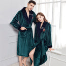 Winter Warm Paar Flanell Robe Nachtwäsche Lose Lässige Kimono Bademantel Kleid Dickes Korallenvlies Damen Nachtwäsche Nachthemd 3XL