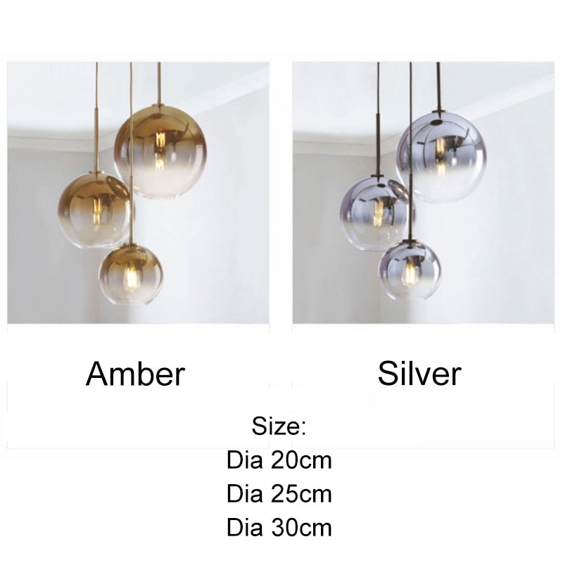 Modern Nordic glass pendant light LED E27 gradient color loft creative hanging lamp for home bedroom living room restaurant shop