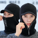 Hot Men Winter Knitted Hat With Zipper New Add Fur Lined Warm Brim Winter Hats For Men Keep Face Ear Warm Balaclava Cap