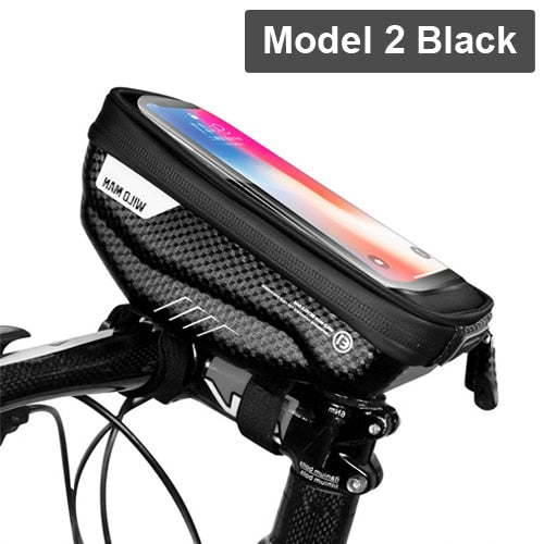 Bolsa de teléfono para bicicleta WILD MAN Waterproo, bolsa de marco de tubo superior, bolsa de haz frontal para ciclismo, soporte de teléfono para bolsa de bicicleta con pantalla táctil de 6,5 pulgadas