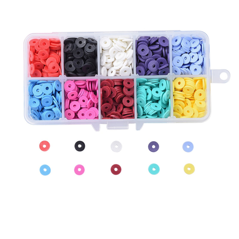 4800~5280pcs/Box 6mm Flat Round Polymer Clay Beads Chip Disk Loose Spacer Handmade Heishi Beads for DIY Jewelry Making Bracelet