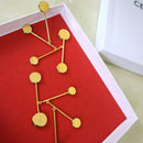 Brass With 18K Gold Crystal Geo Balance Statement Drop Earrings Women Jewelry Punk Party Sweety Gown Runway Boho Korean Japan