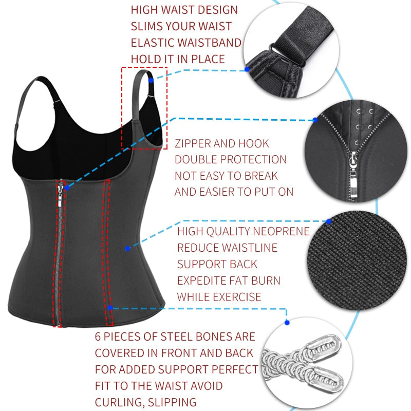 Körperformen Neopren Sauna Schweißweste Taillentrainer Abnehmen Trimmer Fitness Korsett Workout Thermo Modellierband Shapewear