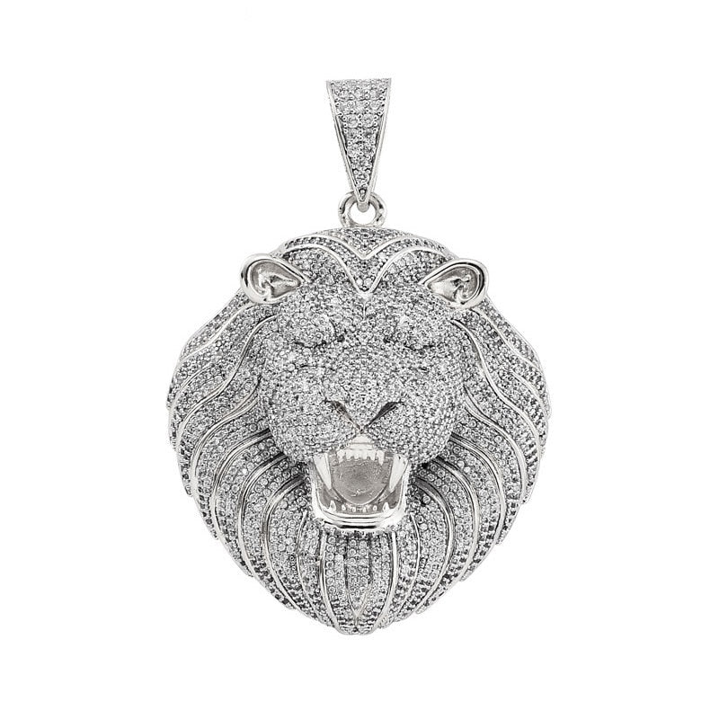 Bling Iced Out Necklace Micro Pave Cubic Zircon Lion Head Pendant for Men Women Gifts Luxury Hip Hop Jewelry
