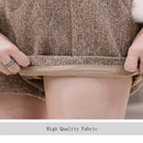 New Autumn Winter High Waist Wide Leg Woolen Shorts Women Khaki Gray Black Outerwear Warm Shorts With Belt A-line Short Femme
