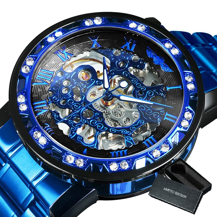 Reloj mecánico con diamantes transparentes Winner, reloj de pulsera con esqueleto para hombre, relojes de lujo de la mejor marca, reloj de tamaño Unisex, reloj para hombre