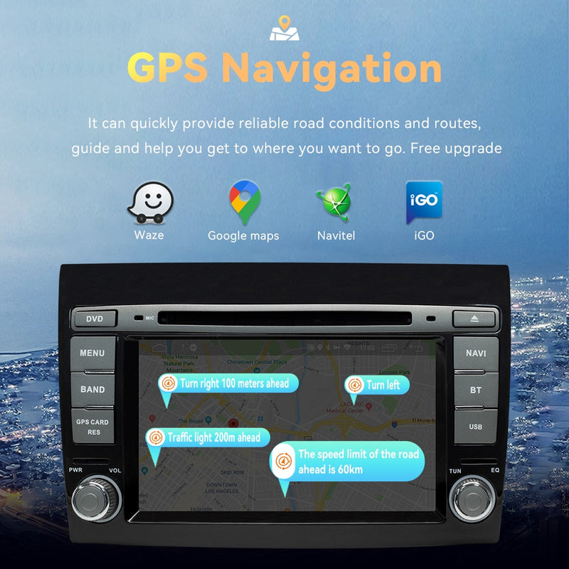 Wireless Carplay Android 11 2 Din Car DVD Player For Fiat/Bravo 2007 2008 2009 2010 2011 2012 GPS Navigation Auto Radio DSP IPS