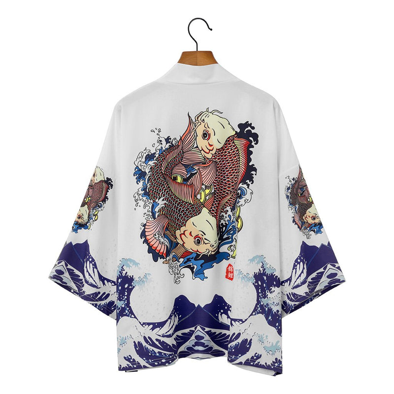 Japanische Kimono-Strickjacke Herren Sommer New Haori Samurai Kimonos Karate Streetwear Shirt Kimono Japones Herren Haori Yukata