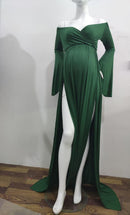 Maternity Dresses for Photo Shoot Sexy Shouldless Puff Sleeve Dresses for Pregnant Women Maxi Long Pregnancy Photography Dress