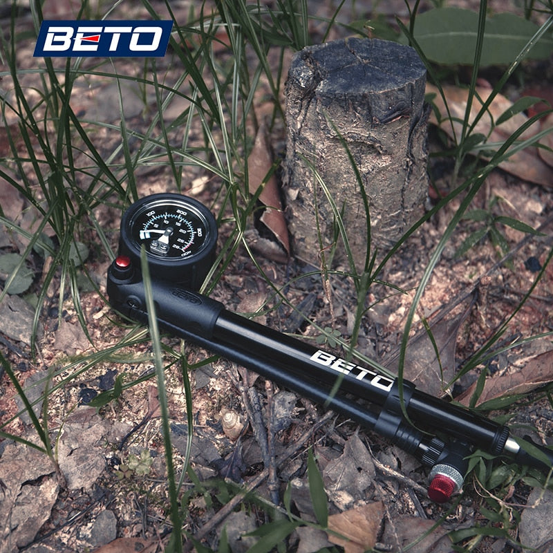 Beto Bike Shock Pump MTB Fork / Bomba de suspensión trasera para bicicleta 400 PSI Manguera Bomba manual de aire con manómetro Inflador de bicicleta