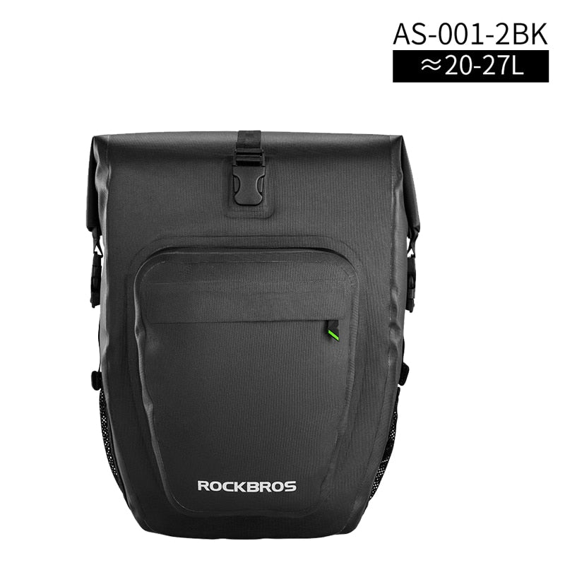 ROCKBROS-bolsa para bicicleta de ciclismo, resistente al agua, bolsa trasera para bicicleta, asiento trasero, bolsas para maletero, alforja, 27L, cesta grande, accesorios para bicicleta MTB