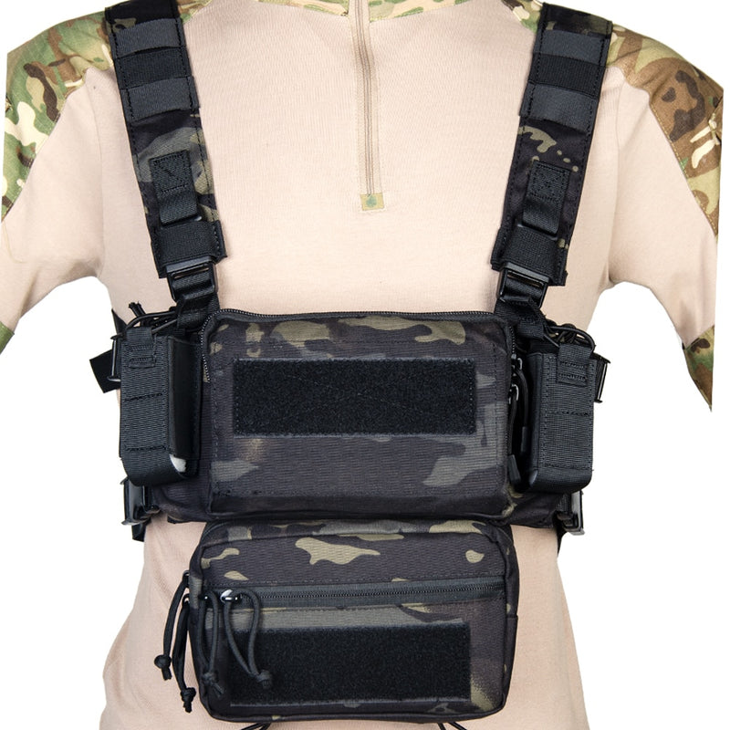 Tactical Micro Chest Rig Modular H Harness D3CR Funny Pack SACK Pouch Combat Vest 5.56 Mag Airsoft