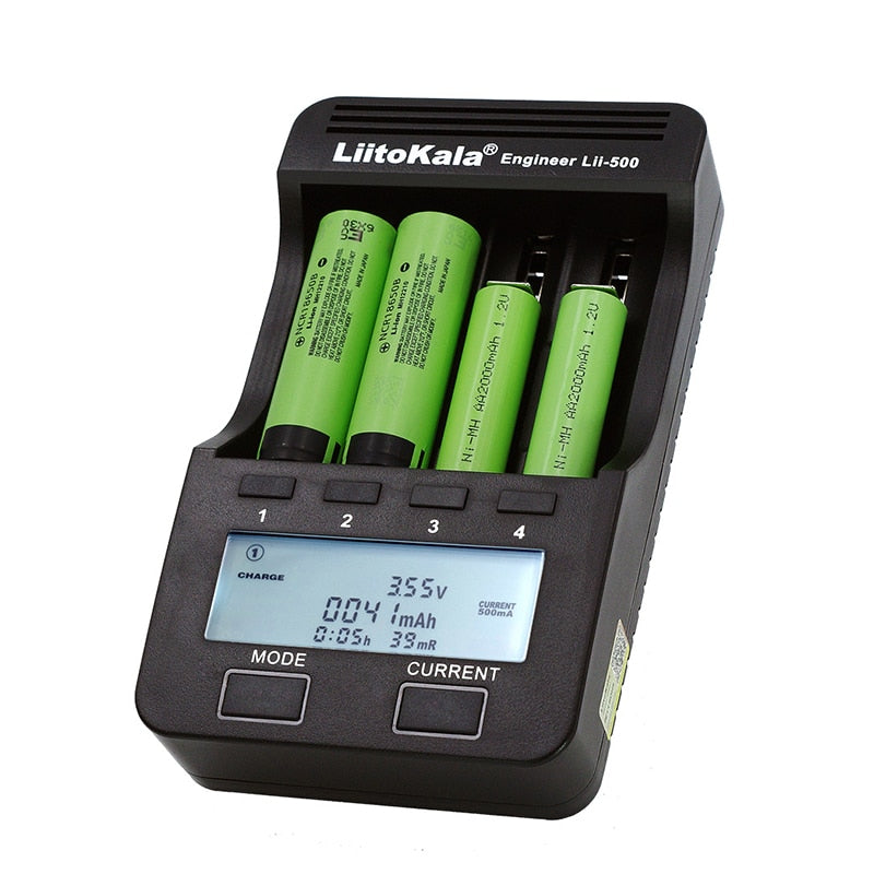 Liitokala Lii-500 LCD Battery Charger, Charging 18650 3.7V 18350 18500 16340 25500 10440 14500 26650 1.2V AA AAA NiMH Battery