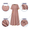 Vintage Summer Long Dress ZANZEA Women O Neck Half Sleeve Sundress Casual Solid Party Pleated Vestidos Kaftan  7