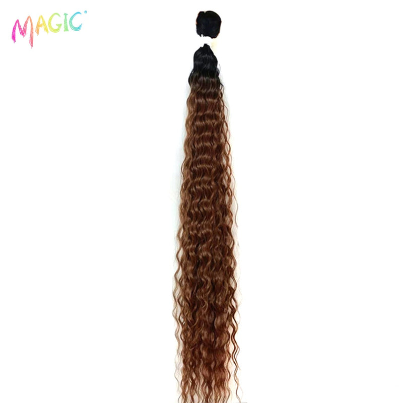 MAGIC Deep Curly Synthetic Hair Weave Deep Wave Hair Bundles 28 "30" 32 "Zoll Ombre Color Two Tone Curly Hair Extension 120g