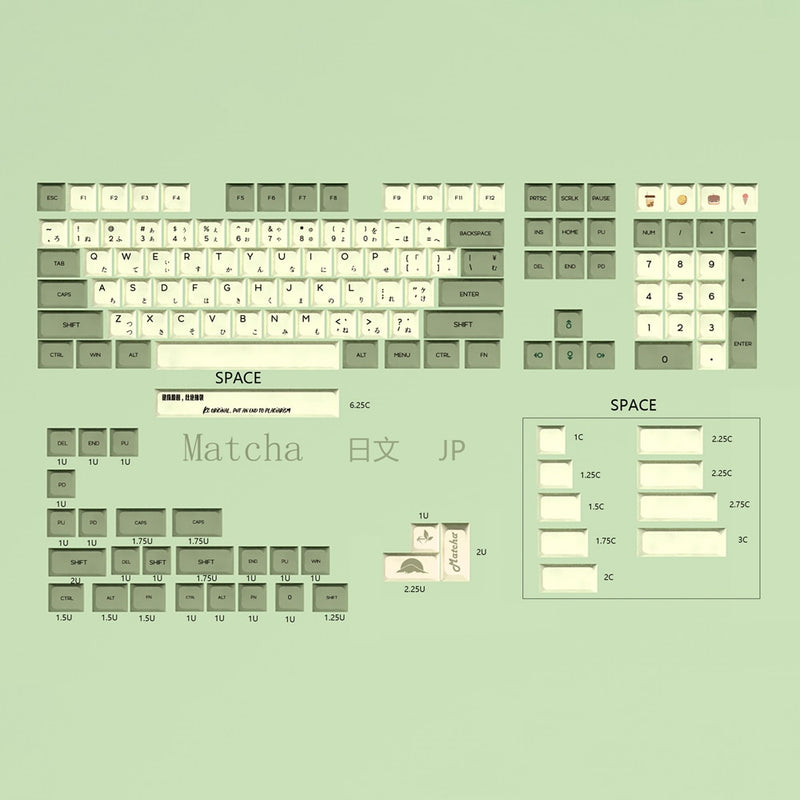 XDA V2 té verde matcha Dye Sub Keycap Set grueso PBT para teclado gh60 poker 87 tkl 104 ansi xd64 bm60 xd68 xd84 xd96 japonés