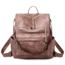 Retro Large Backpack Women PU Leather Rucksack Women&