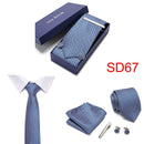 Gift Box 38 styles Tie Set Hanky Cufflinks With Gift Box Jacquard Woven Neckties Set For Men Wedding Party Lots of  accessories