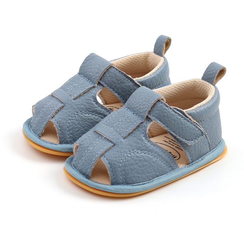 Summer Newborn Shoes Baby Boys Sandals Soft Leather Bebe Boys Prewalker Soft Sole Genuine Leather Beach Sandals 4 Colors