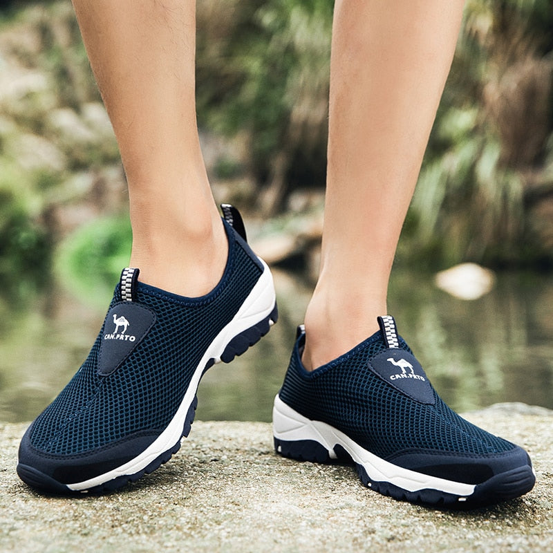 Summer Mesh Shoes Men Sneakers Plus Size Lightweight Breathable Walking Footwear 2022 New Slip-On Comfortable Casual Men&