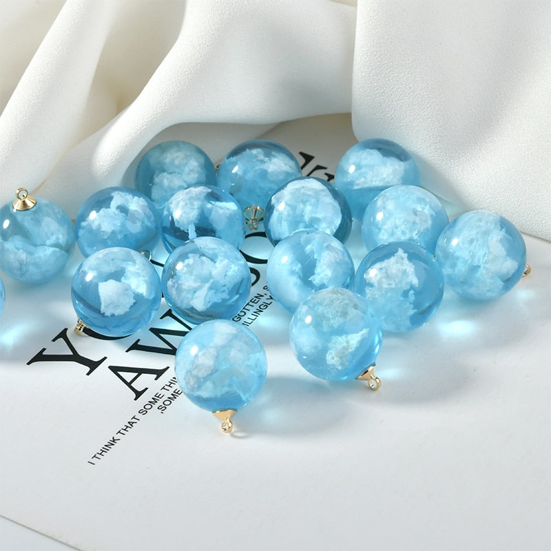 Blue sky and white clouds shape 20pcs/lot handmade resin charms diy jewelry earrings for women accessory