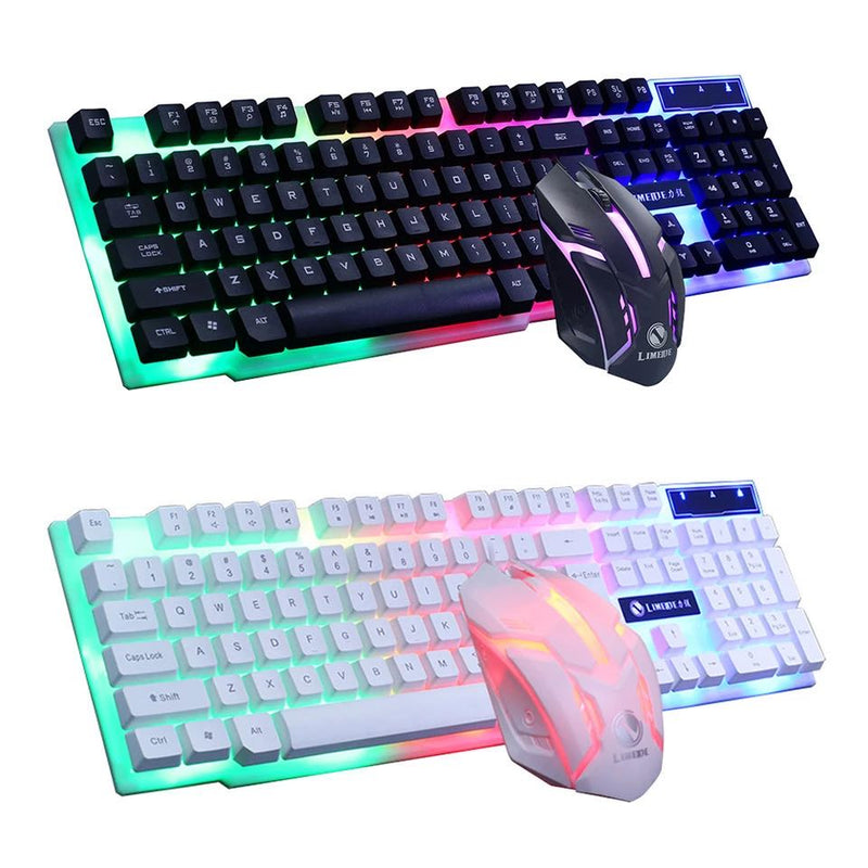 USB Wired Gaming Keyboard Mouse Set PC Rainbow Colorful LED Illuminated Backlit  Gamer Gaming Mouse and Keyboard Kit Home Office