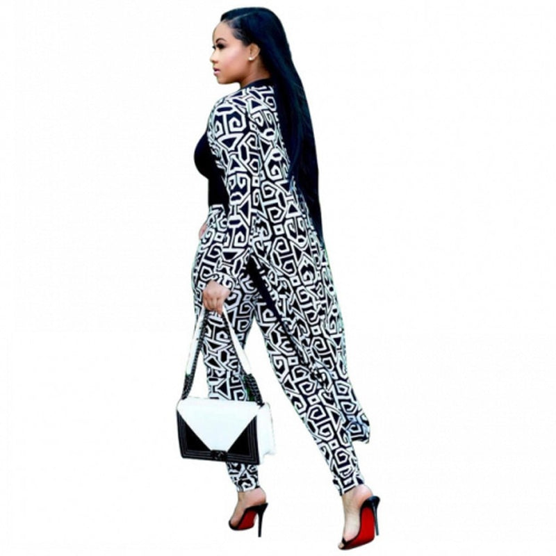 2 Piece Women Set 2020 New African Tie Dye Print Elastic Pants Rock Style Dashiki Famous Suit For Lady coat and leggings 2pcs/se