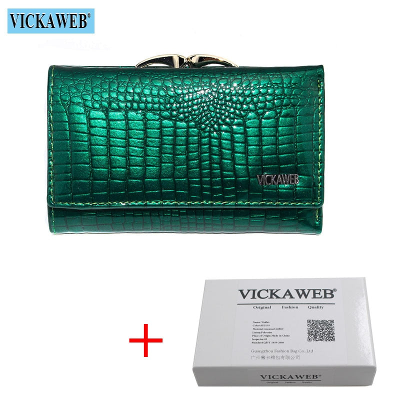 VICKAWEB Mini Women Purses Alligator Hasp Ladies Wallets Purse Woman Fashion Short Genuine Leather Wallet Women Small Wallet