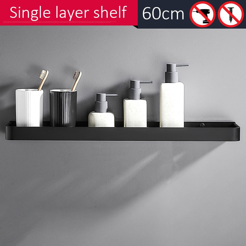 Black Bath Shelves Bathroom Shelf Organizer Nail-free Shampoo Holder Shelves  Storage Shelf Rack Bathroom Basket Holder EL1018