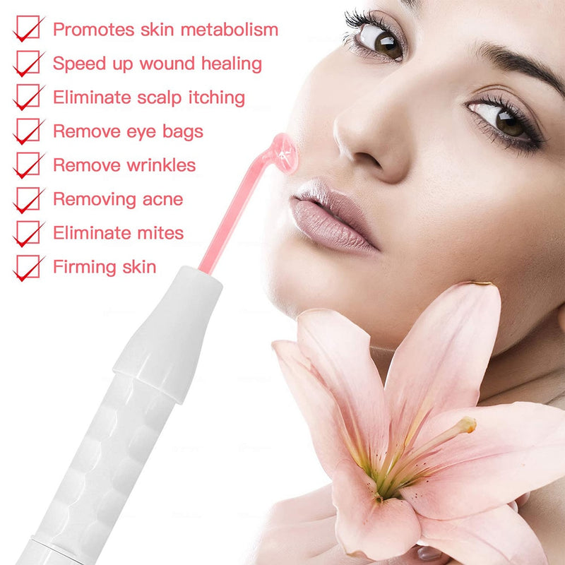 Portable Electrode High Frequency Facial Beauty Machine Electrotherapy Wand Glass Tube Face Cleansing Skin Tightening Device