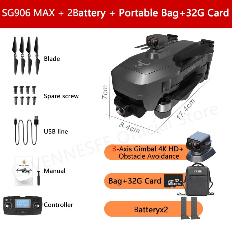 Nuevo SG906 MAX2/SG906 Max Drone 4K cámara HD profesional láser evitación de obstáculos 3 ejes cardán 5G WiFi Dron FPV RC Quadcopter